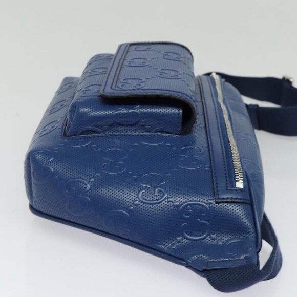GUCCI GG Emboss Body Bag Silver Blue 645093 Auth am8486 - Picture 5 of 16